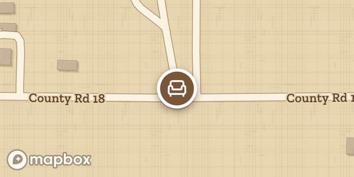 A map of the streets around Clearwater Cabinetry, with its pin.