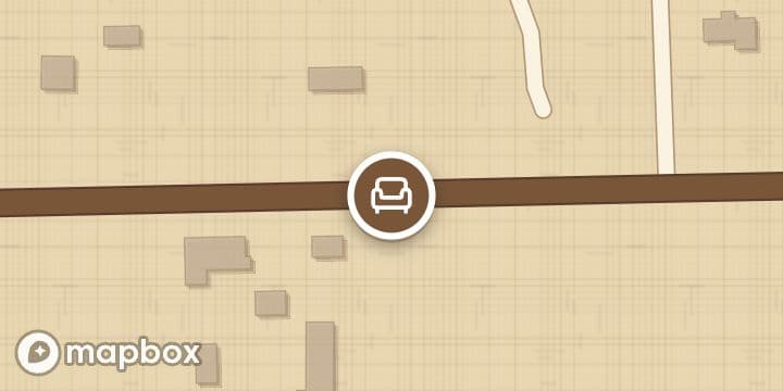 A map of the streets around Lux Outdoors, with its pin.