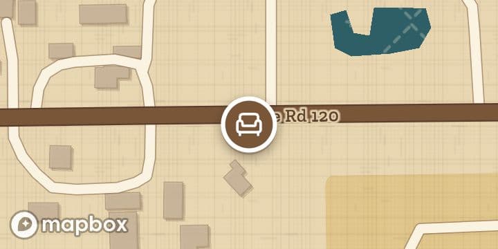 A map of the streets around Millers Custom Cabinets, with its pin.