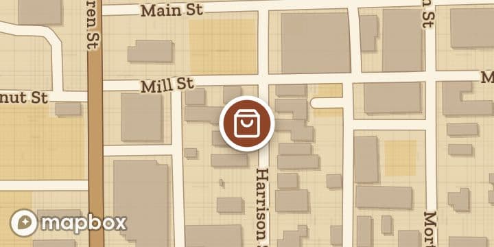 A map of the streets around Southern Charm Ladies Boutique, with its pin.