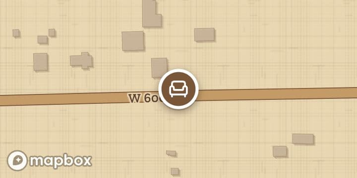A map of the streets around Wildwood Rustic Creations, with its pin.