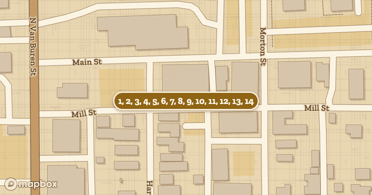 A map of A day at Davis Mercantile: its 14 stops, numbered in order.