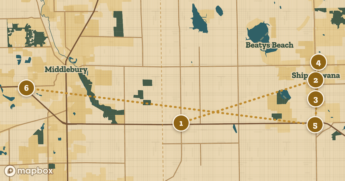 A map of Food lover's tour: its 6 stops, numbered in order.